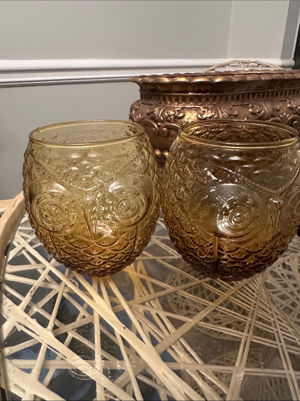 Amber Owl Glass Tumblers